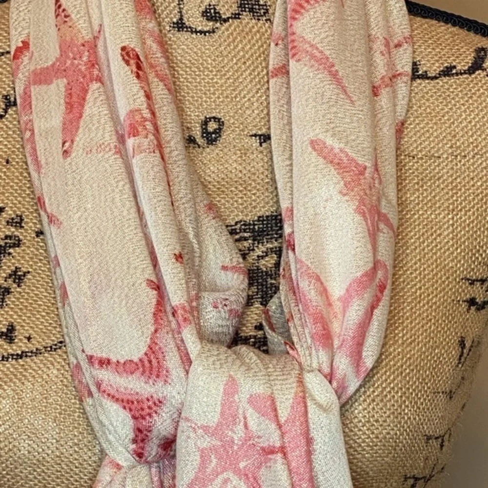 White Pink Starfish Scarf by Indigo Soul